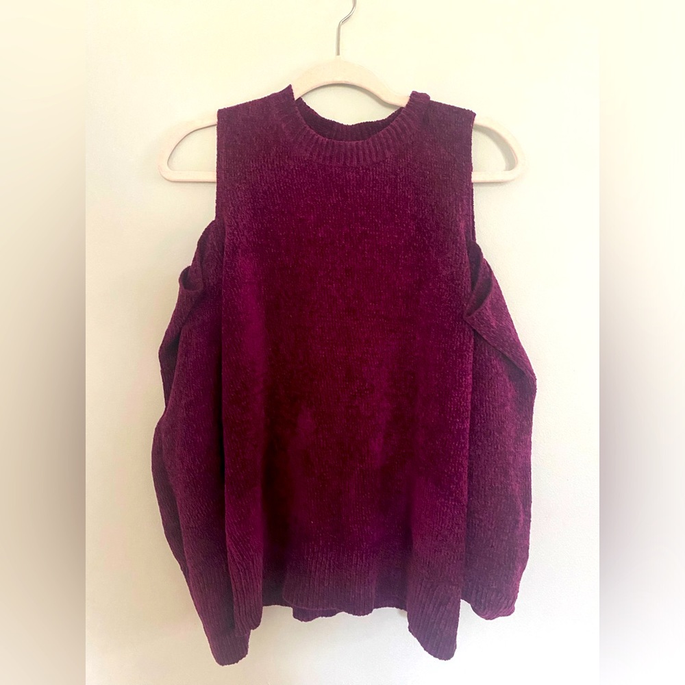 Loft burgandy shoulder cutout sweater